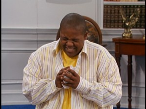 Kyle Massey, apparently watching playback of "Cory in the House."
