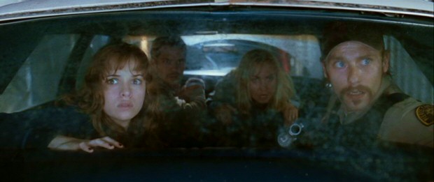 The 2010 remake "The Crazies" takes its four leads (Danielle Panabaker, Timothy Olyphant, Radha Mitchell, and Joe Anderson) through one wild car wash.
