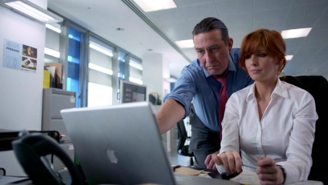 Detectives Langton (Ciarn Hinds) and Travis (Kelly Reilly) have the good fortune to spot the very crucifix found at the crime scene in one of the deceased's movies.