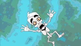 Achmed the Dead Terrorist falls down to America via a plane in Jeff Dunham's animated special "Achmed Saves America."