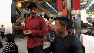 Will Smith dubs his son "Jaden Seymour Hoffman" in their on-set banter.