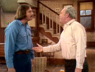 Meathead (Rob Reiner) and Archie (Carroll O'Connor) frequently butt heads, each holding steadfast to their generation's point of view.