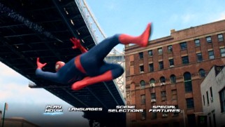 Spider-Man kicks it up a notch on The Amazing Spider-Man 2's DVD main menu.