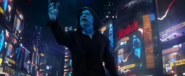 Electro (Jamie Foxx) makes quite the scene at Times Square.