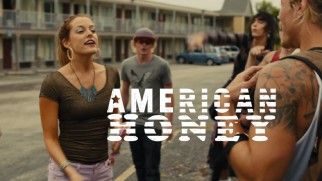 Krystal (Riley Keough) gives the mag crew marching orders from a motel parking lot on the 16:9 "American Honey" Blu-ray menu.