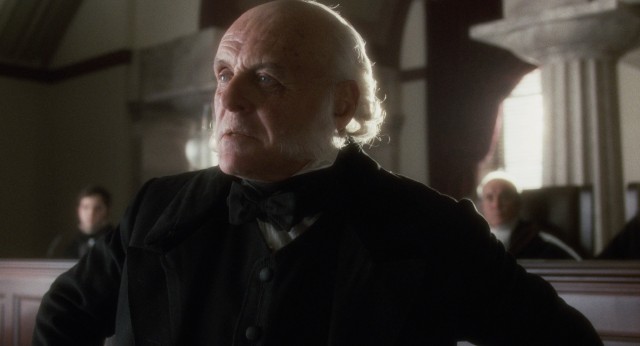 Anthony Hopkins steals the show late with a long and passionate courtroom speech as former president John Quincy Adams.