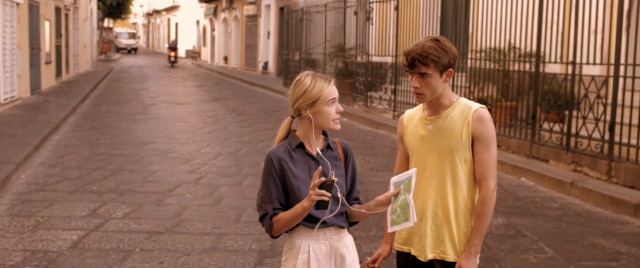 In "And While We Were Here", Jane (Kate Bosworth) meets Caleb (Jamie Blackley) while asking for directions in Italian.