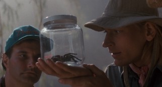 Jerry Manley (Mark L. Taylor) and Dr. Atherton (Julian Sands) discover a new spider species in the film's Venezuelan opening/