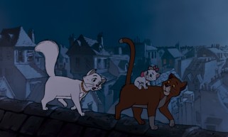 Thomas O'Malley the alley cat shows pampered Duchess and her kittens a different side of France as they cross rooftops.
