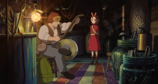 On her very first borrowing, Arrietty watches as her father Pod cuts off just as much double-sided tape as they need.