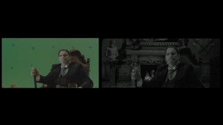 Technology, huh? A mustachioed Matt Dillon sat in front of green screen, with a room of sculptures and other fine period decor were added in post-production.