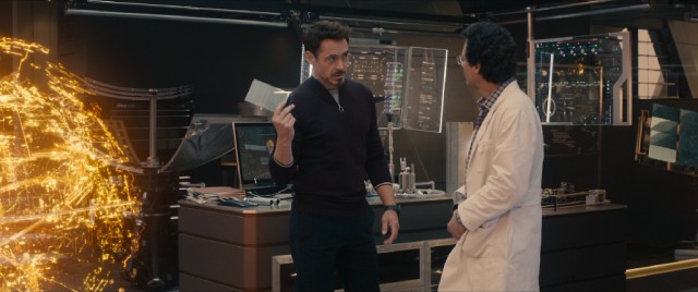Tony Stark (Robert Downey Jr.) and Bruce Banner (Mark Ruffalo) dabble with artificial intelligence behind their fellow Avengers' backs in "Avengers: Age of Ultron."