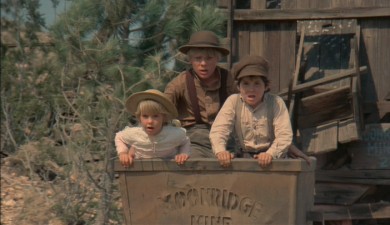 Stacy Manning, Clay O'Brien, and Brad Savage in THE APPLE DUMPLING GANG (1975)
