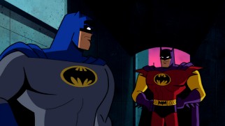 Batman meets another planet's red-suited Batman in the 2010 "Batman: The Brave and the Bold" episode "Super-Batman of Planet X!"