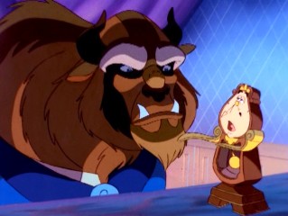 The wrath of Beast is directed at Cogsworth and elsewhere in "Belle's Magical World."