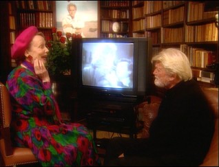Actors Mila Parly (Flicie) and Jean Marais (Beast, Avenant, Prince Ardent) enjoy rewatching the film they made more than 50 years earlier in their "Screening at the Majestic."