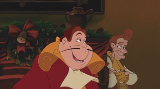 "Beauty and the Beast: The Enchanted Christmas" opens with Cogsworth and Lumiere in their less recognizable and charming human forms.