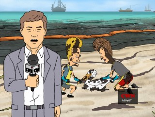Beavis and Butt-Head are celebrated as heroes for their efforts to help filthy chicks in "Spill."