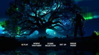 The BFG and Sophie hang around the dream forest in the tasteful, subtly animated main menu.