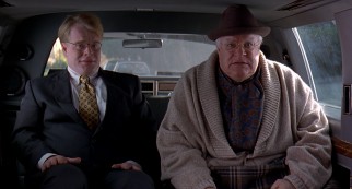 Disabled millionaire "The Big" Lebowski (David Huddleston) and his obsequious assistant Brandt (Philip Seymour Hoffman) hire The Dude as courier.