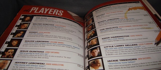 The players of "The Big Lebowski" are profiled on these two pages of its Blu-ray book.