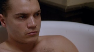 Gifted with second sight, Clyde Barrow (Emile Hirsch) is troubled by the sight of a rabbit by his bathtub.