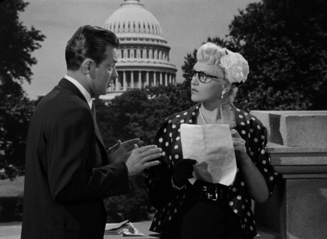 In "Born Yesterday", Paul Verrall (William Holden) schools Billie Dawn (Judy Holliday) on government outside the United States Capitol.