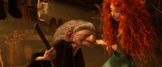 The woodcarver/witch reluctantly provides Merida with a spell for her troubles.