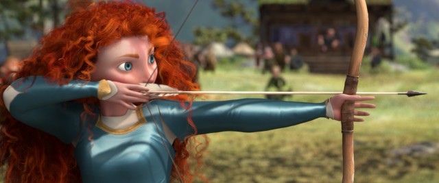 Merida shows up her suitors with her perfect archery skills.