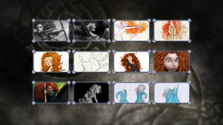 Merida designs are seen in thumbnail view in the Blu-ray's Characters Art Gallery.