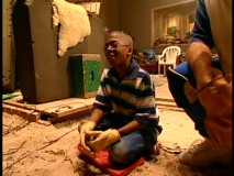 Jeremy Suarez gets a hands-on demonstration of sound effects work in "Making Noise: The Art of Foley."