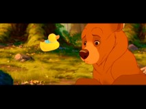 Kenai takes a rubber ducky to the face in "Koda's Outtakes."