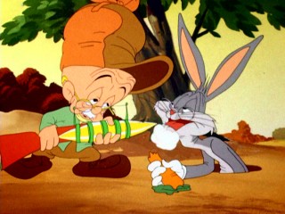 This look ahead to the future from "The Old Grey Hare" finds Elmer Fudd and Bugs Bunny looking more haggard than they truly would in the year 2000 A.D.