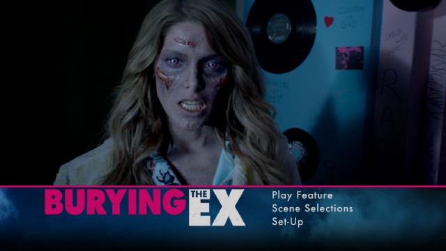 Evelyn (Ashley Greene) appears in an advanced stage of decomposition on the Burying the Ex Blu-ray's menu.