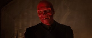 The Red Skull takes off his Hugo Weaving mask to reveal his true evil Red Skullery.