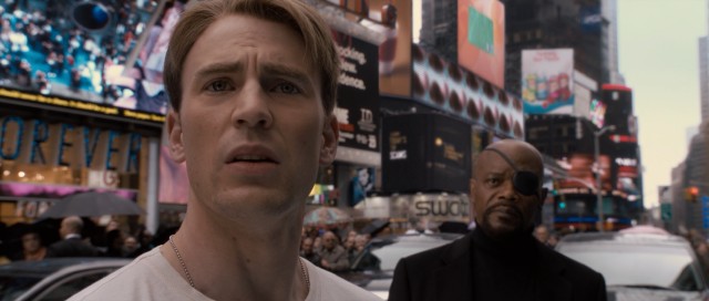 Spoiler alert only for those who don't comprehend the subtitle or aren't anticipating "The Avengers": Captain America wakes up in our present-day New York City, a fact S.H.I.E.L.D. agent Nick Fury (Samuel L. Jackson) breaks to him in his obligatory film-closing cameo.