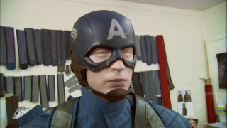 Captain America's look is given much thought in "Outfitting a Hero." Look at all those strap colors considered on the wall!