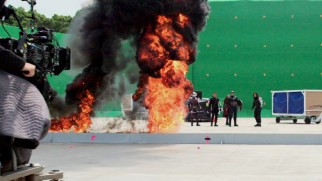 Green screen and explosions on the set of Captain America: Civil War's superhero-packed standout sequence.