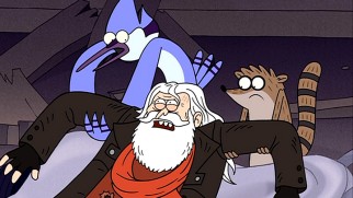 Mordecai and Rigby encounter a wounded, slimmer than expected Santa Claus in Regular Show's "The Christmas Special."