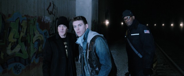 Clay (John Cusack) and new friends DJ Liquid (Griffin Freeman) and Tom McCourt (Samuel L. Jackson) take to the underground railroad to escape the airport.