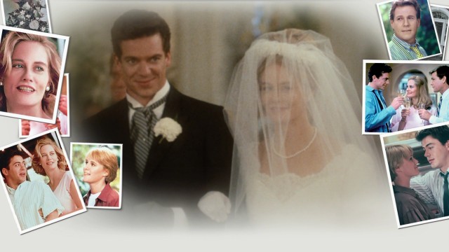 Character stills surround video from the Jeffries wedding (Christopher McDonald and Cybill Shepherd) on the Chances Are Blu-ray menu.