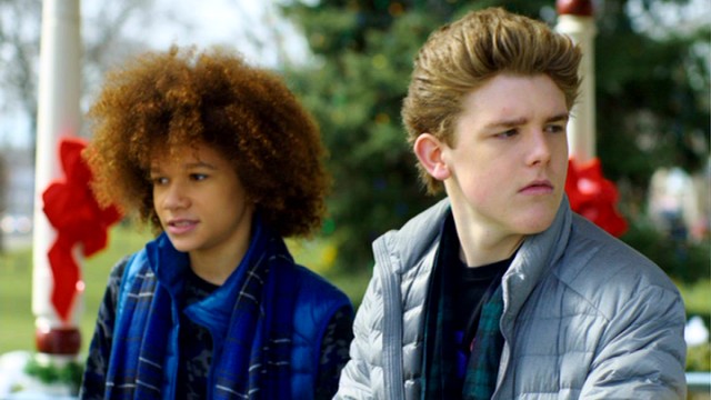 Eddie Kirkpatrick (Sean Ryan Fox), seen with his friend Taz (Armani Jackson), gets to relive Christmas Day in "Christmas All Over Again."
