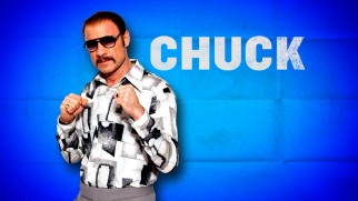 Chuck Wepner (Liev Schreiber) holds up his fists on the blue Chuck Blu-ray menu.