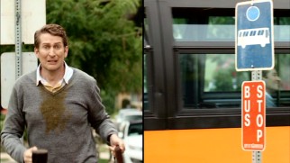 A "Sliding Doors" scenario from the Andy Dick episode shows Scott's day going much better in the reality where he catches the bus.