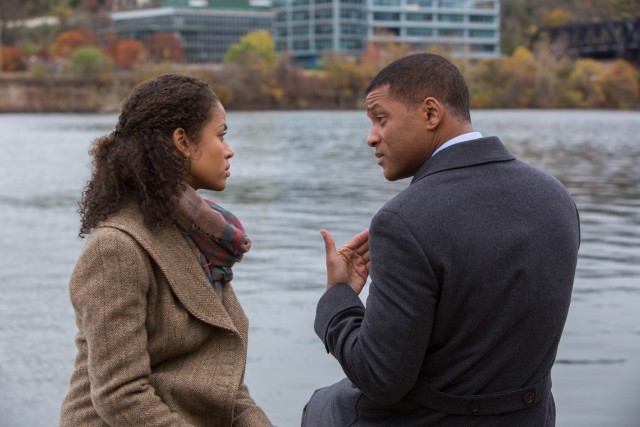 Dr. Bennet Omalu (Will Smith) tells his wife Prema Mutiso (Gugu Mbatha-Raw) about his lifelong dream to live in America.