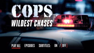 The COPS Wildest Chases DVD main menu condenses its options as much as possible.