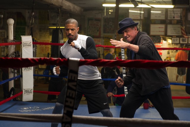 In "Creed", Rocky Balboa (Sylvester Stallone) trains Adonis Johnson (Michael B. Jordan), the illegitimate son of champion boxer Apollo Creed.
