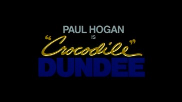 Paul Hogan is "Crocodile" Dundee, touts the original film's theatrical trailer.