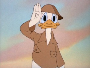 Donald Duck's trying years in World War II were at the foreground of "Walt Disney on the Front Lines", an award-winning Walt Disney Treasures DVD set which Dave Bossert produced.