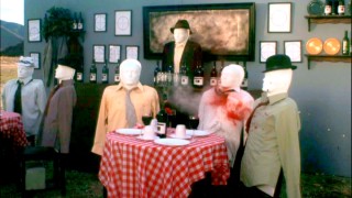 The deadliness of a Mafioso Tommy Gun is tested on -- what else? -- blood-filled dummies in an Italian restaurant setting.